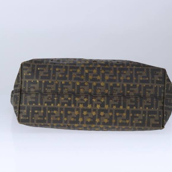 FENDI Zucca Canvas Tote Bag Pvc Brown Black Gold - Picture 9 of 12